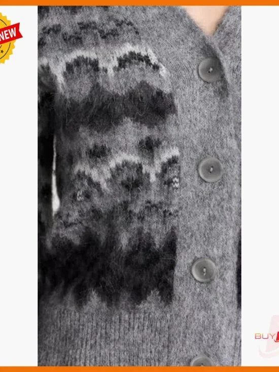 Fair Isle Cardigan, 50% Alpaca Blend, Button Front, Hand Wash - Picture 6 of 6